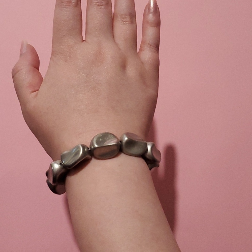 ✨ Silver Chunky Beaded Beads Elastic Streatch Bracelet ✨ - Picture 9 of 9